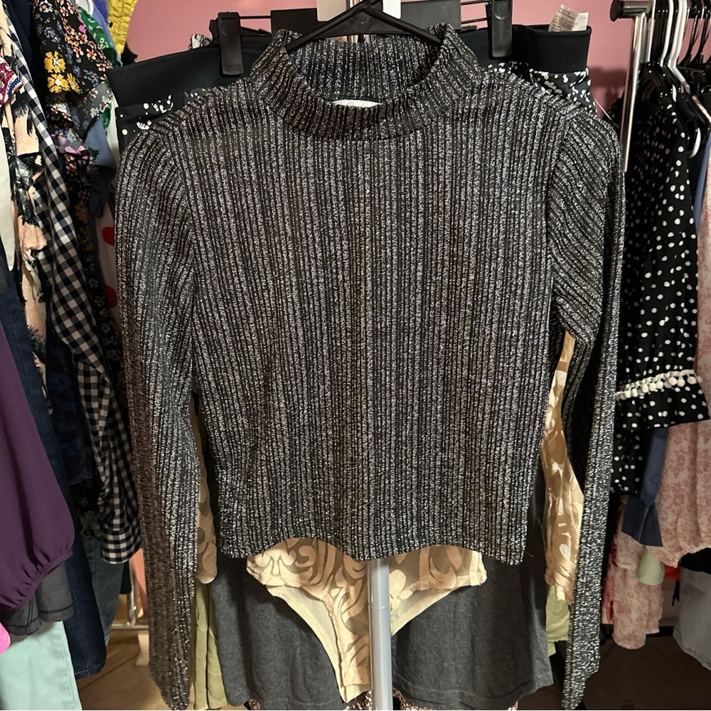Candie's Black and White Ribbed Crop Top